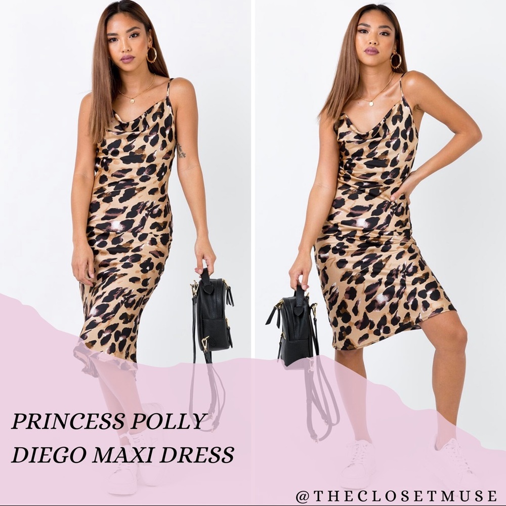 Princess Polly Diego Leopard Maxi Dress Size 8